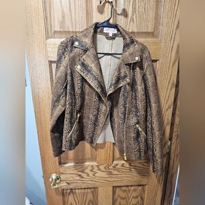 Philosophy Faux Suede Snake Print Brown, Motto Jacket, Size M, NWT, MSRP - 98$